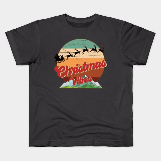 Christmas Vibes Vintage Kids T-Shirt by Peach Lily Rainbow